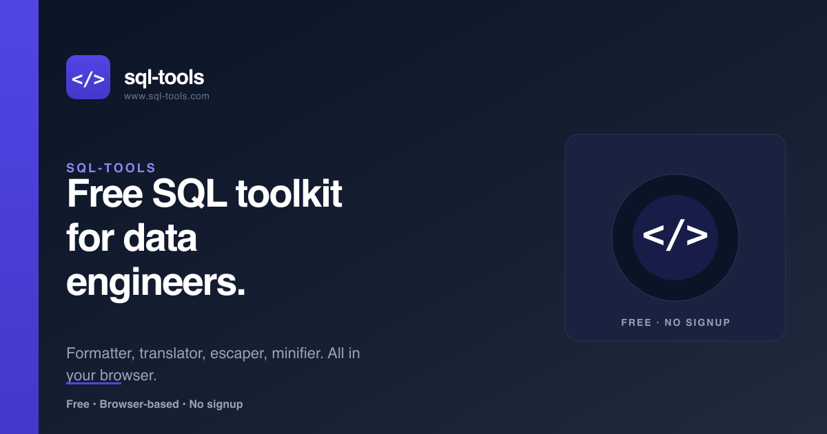 sql-tools — Free SQL Formatter, Translator & dbt Visualizer