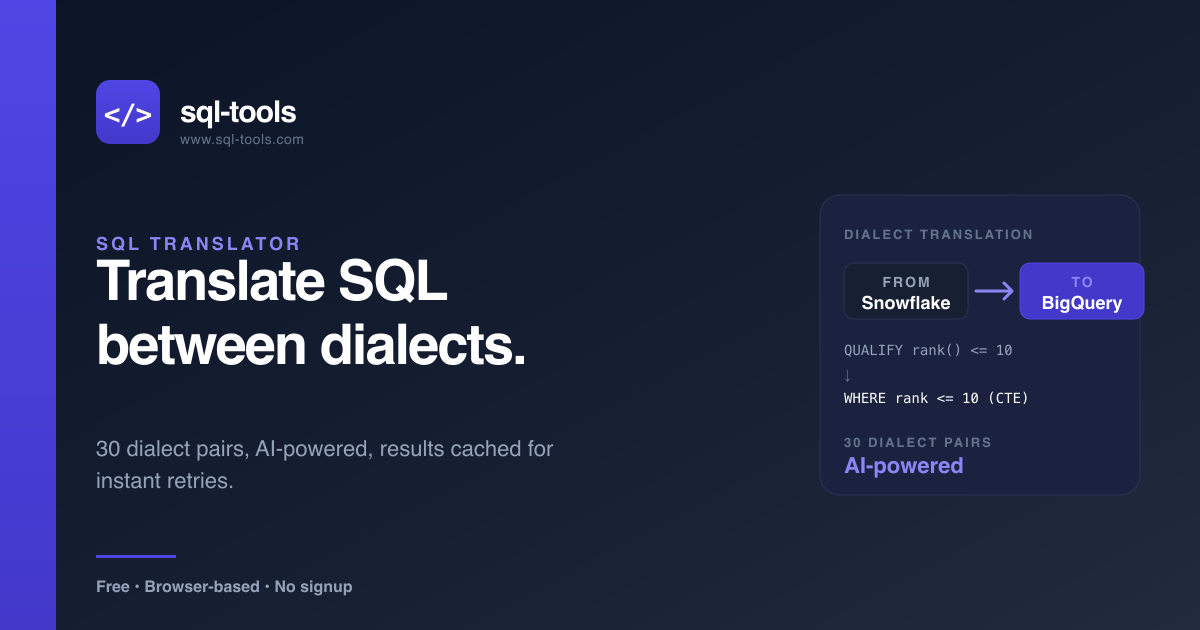 SQL Dialect Translator — Convert Between 6 SQL Dialects | sql-tools
